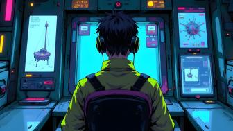 Cyberpunk Operator Navigating Futuristic Tech World wallpaper