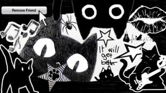 Street Art Humor with Quirky Cats and Positive Vibes wallpaper