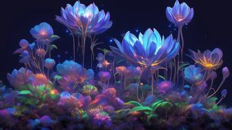 Neon Garden of Surreal Dreams wallpaper