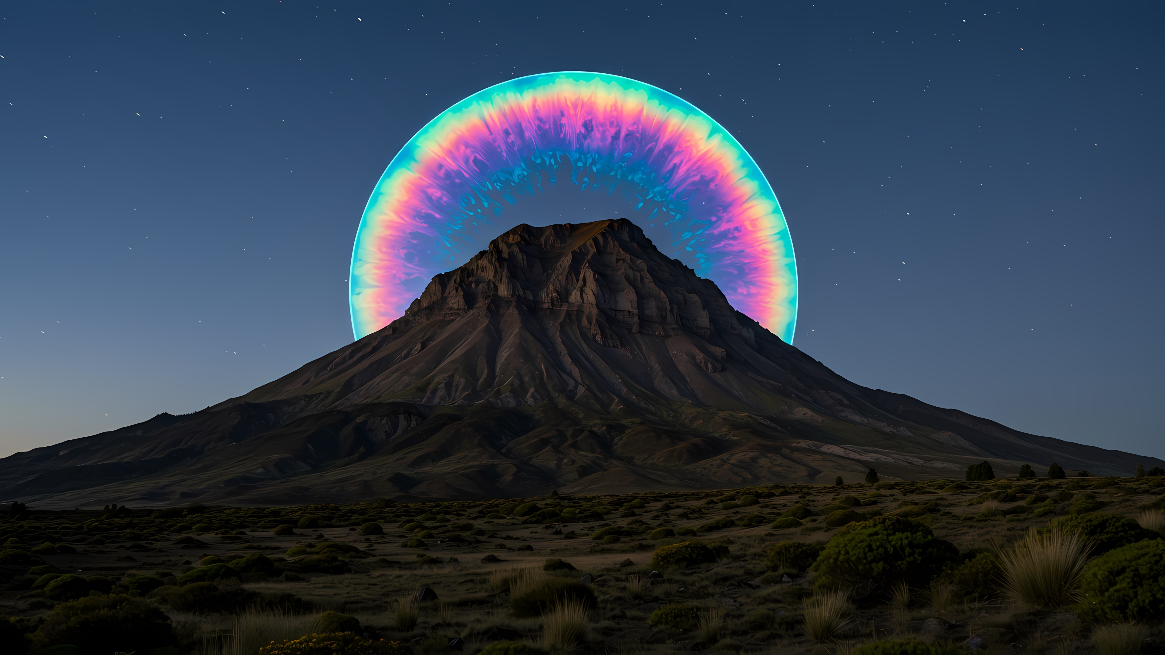 Rainbow Halo Over Majestic Volcano - backiee