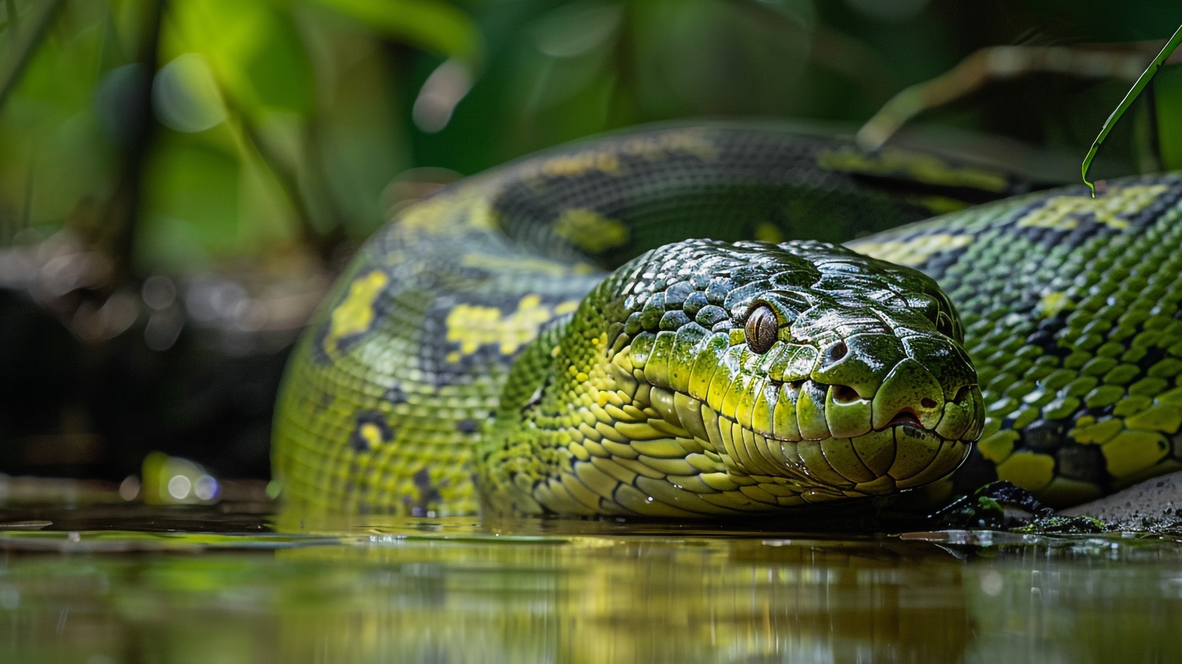 Green Anaconda In Lush Jungle Serenity Backiee