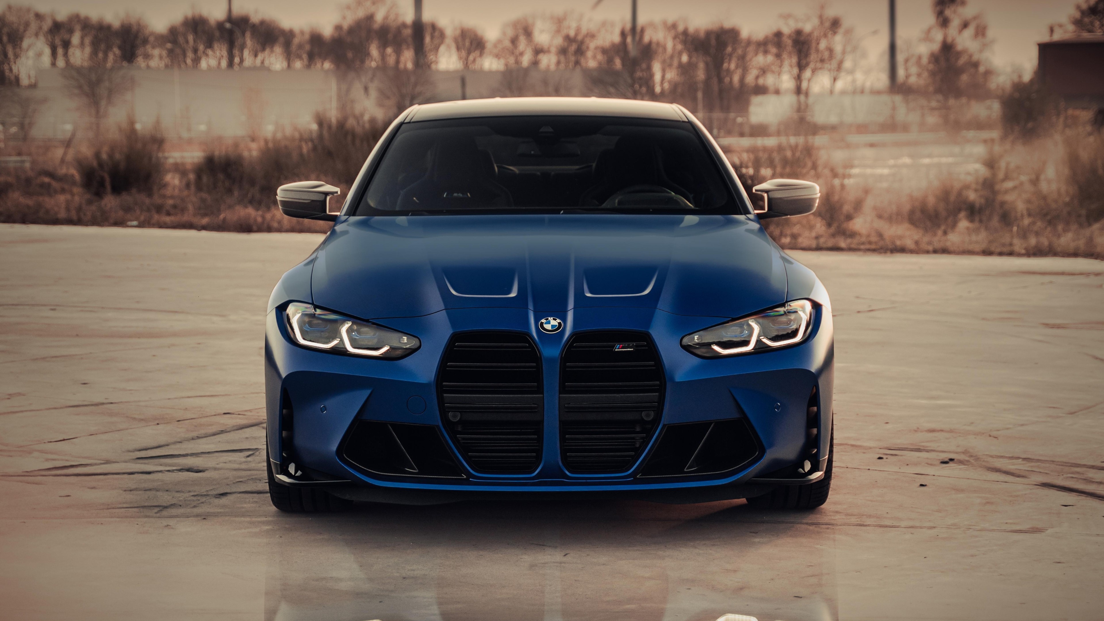 M3 Front View BMW M3 Competition Sedan Blue Front View 4K Wallpaper - backiee