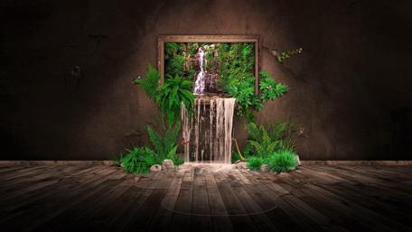 Enchanted Waterfall Gateway wallpaper