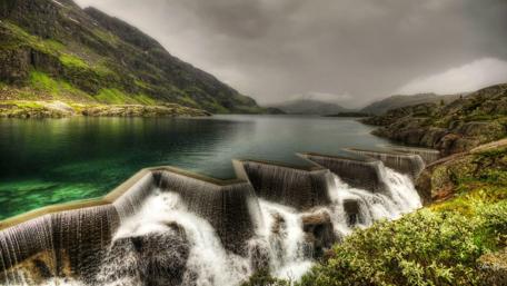 Misty Waterfall Serenity wallpaper