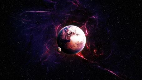 Cosmic Duo in Vibrant Space wallpaper
