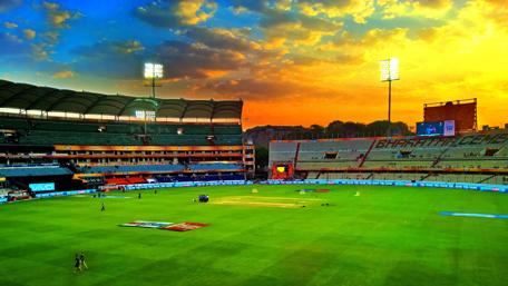 Sunset Glory at Cricket Stadium wallpaper