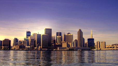 Stunning City Skyline at Sunset wallpaper