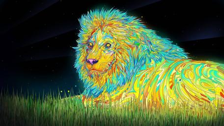 Vibrant Neon Lion in the Night wallpaper