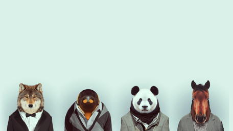 Animals in Suits Delighting Humor wallpaper