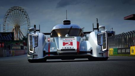 Sleek Audi Race Car on Track wallpaper