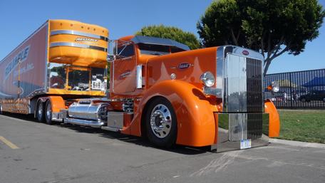 Majestic Orange Big Rig on the Road wallpaper