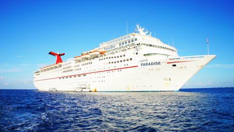 Majestic Cruise Ship on Serene Ocean Blue wallpaper