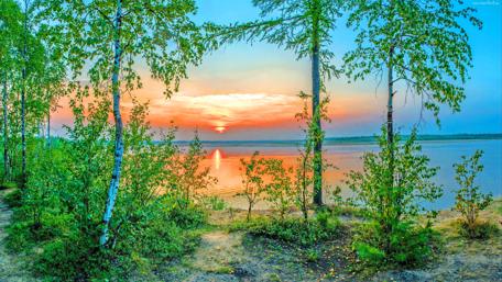 Serene Sunset by the Lake wallpaper