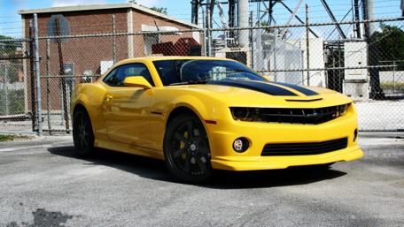Bold Yellow Camaro in Urban Setting wallpaper