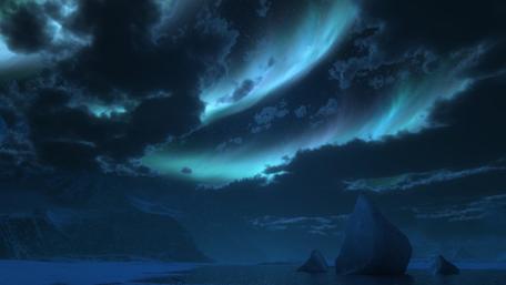 Aurora Borealis Over Icy Waters wallpaper