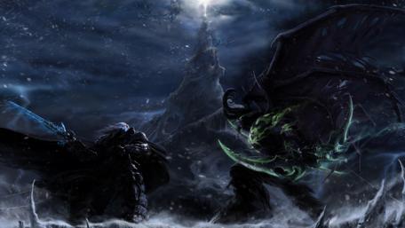Shadowy Duel in the Frozen Abyss wallpaper
