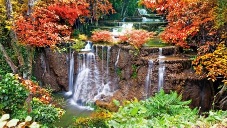 Autumn Waterfall Serenity wallpaper