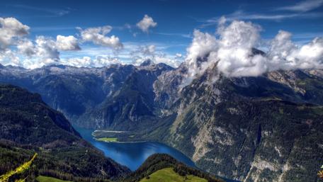 Starry Majestic Mountains and Serene River Landscape wallpaper