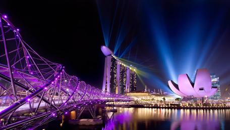 Helix Bridge and Marina Bay, Singapore wallpaper
