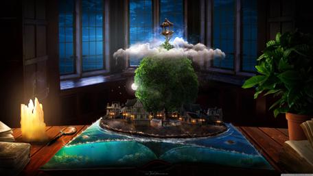 The Enchanted Book Village wallpaper