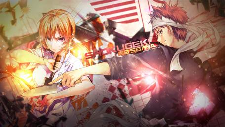 Intense Culinary Duel in Shokugeki no Soma wallpaper
