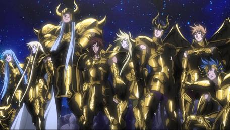 Golden Armored Warriors Under Starry Sky wallpaper
