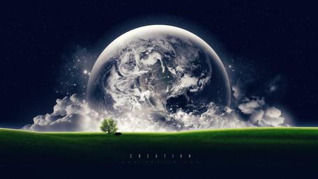 Cosmic Serenity of Earth and Sky wallpaper