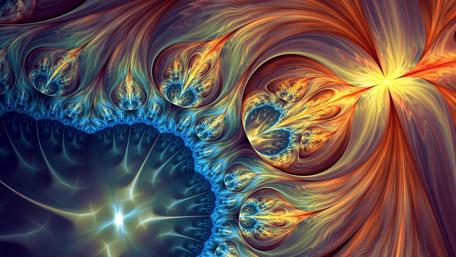 Radiant Energy Swirls in Blue and Orange wallpaper