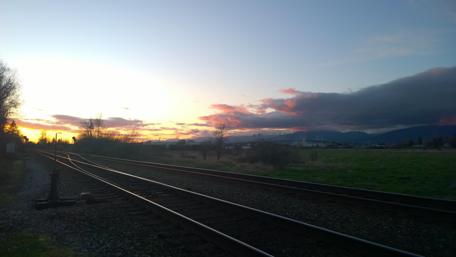Tranquil Evening at Vancouver Train Tracks wallpaper