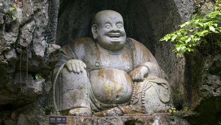 Serenity of the Buddha in Nature's Embrace wallpaper