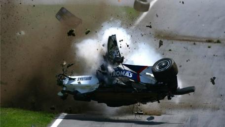 Dramatic Moment of F1 Chaos in Williams Crash Wallpaper wallpaper