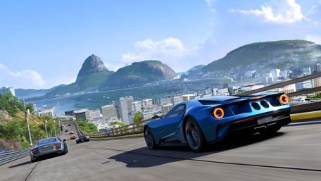 High-Speed Chase on Coastal Track wallpaper