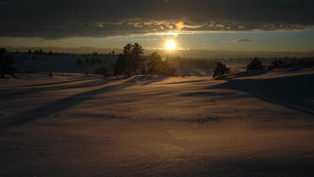 Golden Morning Sun Over Frosty Landscape wallpaper
