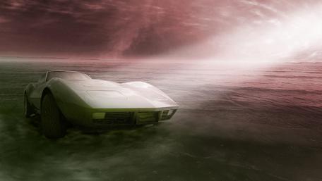 Mystical Corvette Stingray by the Seaside Waters wallpaper