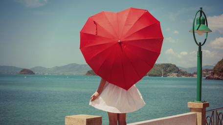 Love Under the Red Umbrella wallpaper