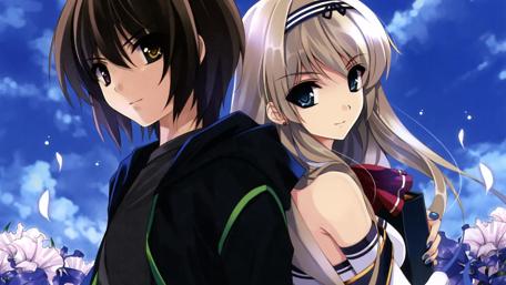 Dusk Adventure with Anime Companions wallpaper