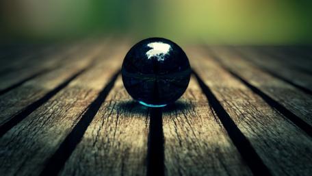 Mystical Marble Reflection on Wooden Planks wallpaper