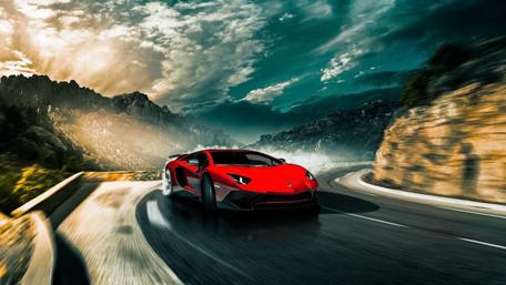 Lamborghini Aventador Thrills on Scenic Roads wallpaper
