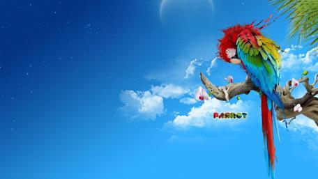 Vibrant Parrot in a Tropical Paradise wallpaper