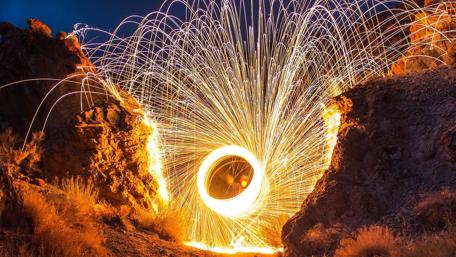 Steel Wool Sparks Illuminate the Canyon Sky wallpaper