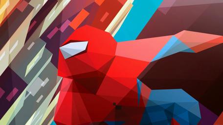Dynamic Spider-Man in Vibrant Abstract Style wallpaper
