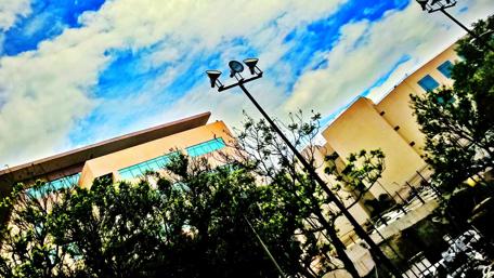 Urban Serenity Under a Bright Sky wallpaper