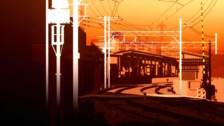 Golden Sunset Railway in Monogatari Series wallpaper