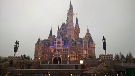 Magical Disneyland Castle in China at Twilight wallpaper