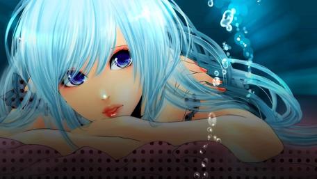 Mystical Blue-Haired Anime Girl wallpaper