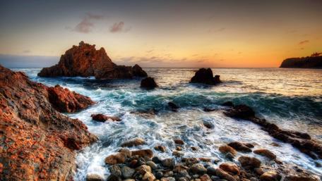Rocky Seaside Sunset Beauty wallpaper