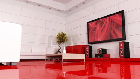 Modern Red and White Living Room Design wallpaper