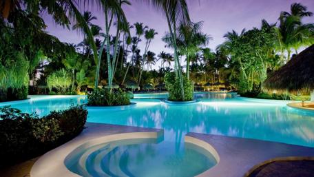 Tropical Oasis at Dusk wallpaper