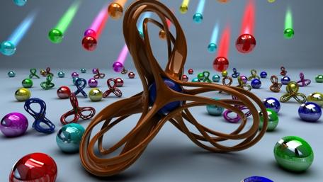 Dynamic Swirls and Colorful Orbs in 3D Space wallpaper