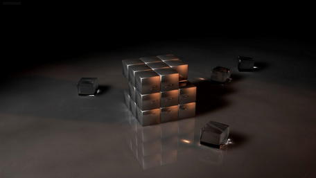 Reflective Cubes on a Dark Surface wallpaper
